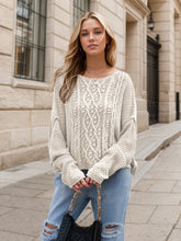 Load image into Gallery viewer, Round Neck Dropped Shoulder Long Sleeve Sweater