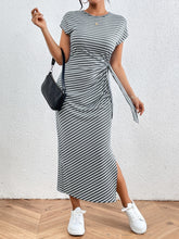 Load image into Gallery viewer, Tied Striped Round Neck Short Sleeve Tee Dress