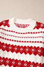 Load image into Gallery viewer, Geometric Round Neck Dropped Shoulder Sweater