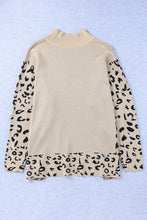 Load image into Gallery viewer, Slit Leopard Mock Neck Dropped Shoulder Sweater