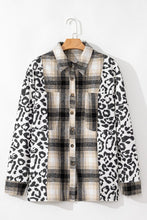 Load image into Gallery viewer, Plus Size Leopard Plaid Button Up Long Sleeve Shacket