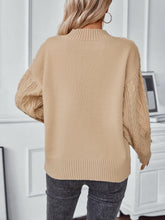 Load image into Gallery viewer, Cable-Knit Notched Long Sleeve Sweater