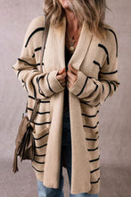 Load image into Gallery viewer, Striped Open Front Long Sleeve Cardigan