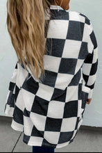 Load image into Gallery viewer, Checkered Open Front Long Sleeve Cover Up