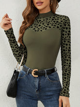 Load image into Gallery viewer, Heart Mock Neck Long Sleeve T-Shirt