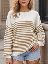 Load image into Gallery viewer, Striped Round Neck Long Sleeve Sweater