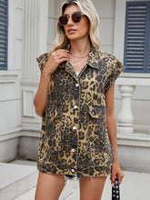 Load image into Gallery viewer, Leopard Buttton Up Denim Vest