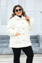 Load image into Gallery viewer, Plus Size Collared Neck Button Down Fuzzy Outerwear