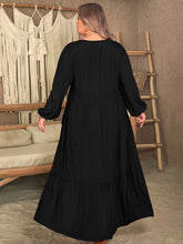 Load image into Gallery viewer, Plus Size Ruffled V-Neck Long Sleeve Dress