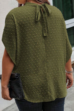 Load image into Gallery viewer, Plus Size Swiss Dot Tied Mock Neck Blouse