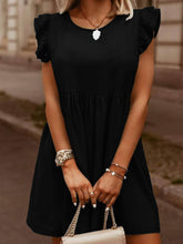 Load image into Gallery viewer, Full Size Ruffled Round Neck Cap Sleeve Denim Dress