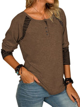 Load image into Gallery viewer, Full Size Striped Quarter Button Long Sleeve T-Shirt