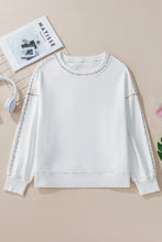 Load image into Gallery viewer, Rainbow Trim Round Neck Long Sleeve Sweatshirt