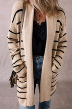 Load image into Gallery viewer, Striped Open Front Long Sleeve Cardigan