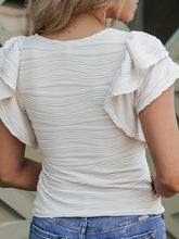 Load image into Gallery viewer, Full Size Ruffled Round Neck Cap Sleeve Blouse