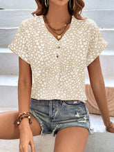 Load image into Gallery viewer, Printed V-Neck Short Sleeve Blouse