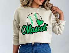 Load image into Gallery viewer, Custom "Mascot" Heart Softball Sweatshirt