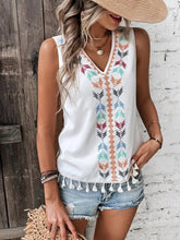 Load image into Gallery viewer, Tassel Printed V-Neck Tank
