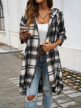 Load image into Gallery viewer, Plaid Zip Up Hooded Coat