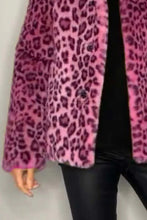 Load image into Gallery viewer, Full Size Leopard Furry Collared Neck Long Sleeve Coat