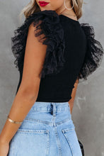 Load image into Gallery viewer, Ruffled Round Neck Cap Sleeve Blouse