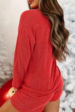 Load image into Gallery viewer, MERRY Round Neck Long Sleeve Top and Shorts Lounge Set