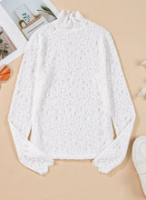 Load image into Gallery viewer, Flower Lace Mock Neck Long Sleeve Top