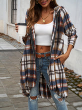 Load image into Gallery viewer, Plaid Zip Up Hooded Coat