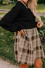 Load image into Gallery viewer, Plaid Round Neck Long Sleeve Mini Dress