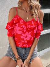 Load image into Gallery viewer, Ruffled Printed Short Sleeve Blouse