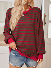 Load image into Gallery viewer, Lovelet Striped Contrast Long Sleeve Sweatshirt