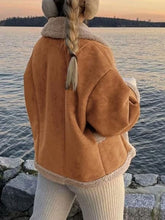 Load image into Gallery viewer, Fuzzy Collared Neck Long Sleeve Jacket