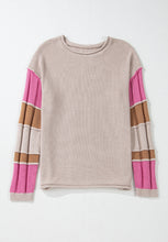 Load image into Gallery viewer, Color Block Round Neck Long Sleeve Sweater
