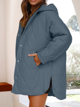 Load image into Gallery viewer, Slit Snap Down Long Sleeve Hooded Jacket