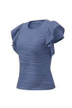 Load image into Gallery viewer, Textured Round Neck Cap Sleeve Top