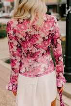 Load image into Gallery viewer, Floral Turtleneck Flounce Sleeve Blouse