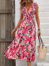 Load image into Gallery viewer, Ruffled Smocked Printed Sleeveless Dress