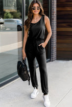 Load image into Gallery viewer, Drawstring Round Neck Sleeveless Jumpsuit