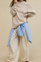 Load image into Gallery viewer, Side Slit Round Neck Long Sleeve Sweatshirt