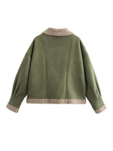 Load image into Gallery viewer, Fuzzy Collared Neck Long Sleeve Jacket