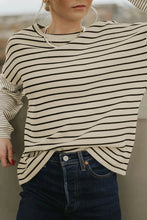 Load image into Gallery viewer, Striped Round Neck Dropped Shoulder Top
