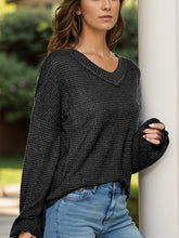 Load image into Gallery viewer, Dropped Shoulder Long Sleeve Knit Top