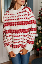 Load image into Gallery viewer, Geometric Round Neck Dropped Shoulder Sweater