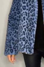 Load image into Gallery viewer, Full Size Leopard Furry Collared Neck Long Sleeve Coat