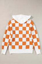 Load image into Gallery viewer, Checkered Long Sleeve Hooded Sweater