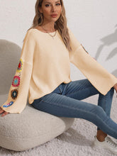 Load image into Gallery viewer, Crochet Flower Long Sleeve Sweater