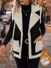 Load image into Gallery viewer, Full Size Contrast Open Front Sherpa Vest Coat