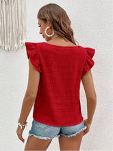 Load image into Gallery viewer, Ruffled Square Neck Cap Sleeve Blouse