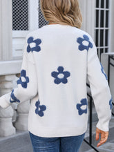 Load image into Gallery viewer, Flower Round Neck Long Sleeve Sweater