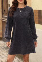Load image into Gallery viewer, Leopard Round Neck Long Sleeve Dress